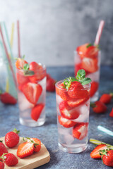 Fresh strawberry drink with ice