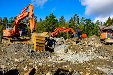 excavator at work site