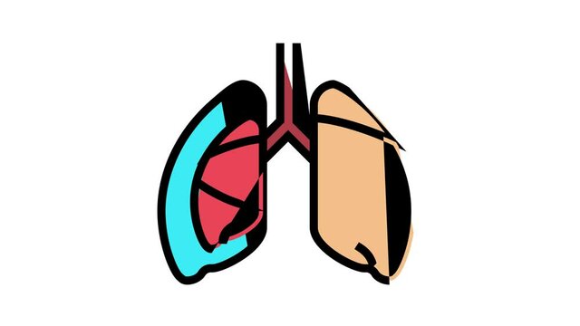 pneumothorax disease animated color icon. pneumothorax disease sign. isolated on white background