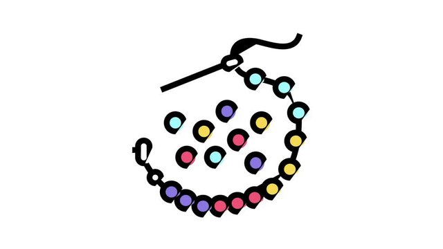 needle bead animated color icon. needle bead sign. isolated on white background