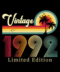 Vintage 1992 Birthday T-shirt Design	 - obrazy, fototapety, plakaty