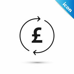 Grey Coin money with pound sterling symbol icon isolated on white background. Banking currency sign. Cash symbol. Vector