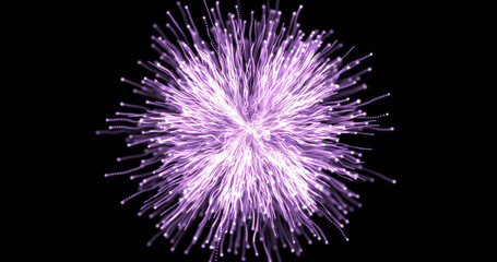 Image of exploding purple fireworks on black background