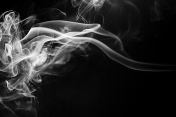 White  smoke motion on black background.