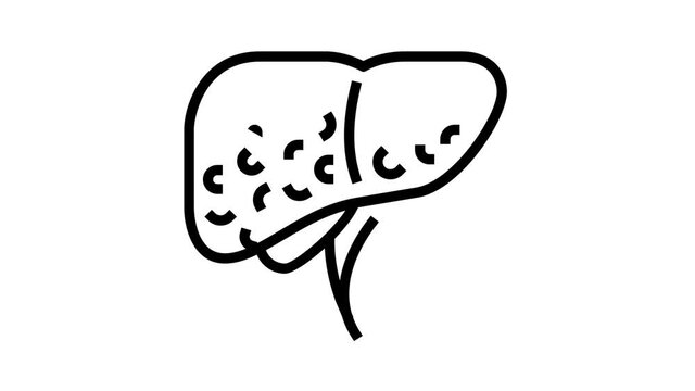 liver cirrhosis disease animated line icon. liver cirrhosis disease sign. isolated on white background