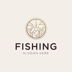Abstract fishing logo in gold luxury style