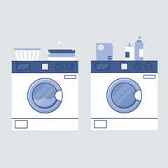 Washer and dryer. Vector illustration.