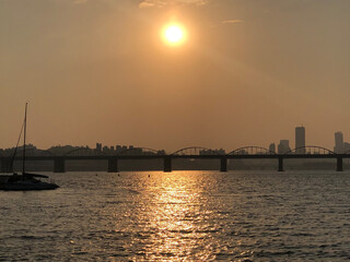 sunset over the river