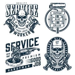 Blue collar worker vintage emblems
