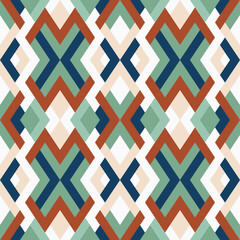Abstract seamless geometric pattern in vector. Simple colorful texture. Background in green, beige and blue colors