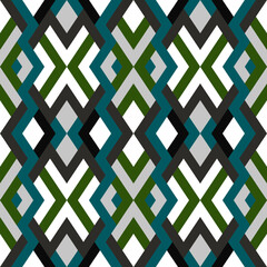 Abstract seamless geometric pattern in vector. Simple colorful texture. Background in green, gray and blue colors