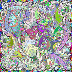 Obraz premium seamless colorful doodling interesting pattern floral slyle