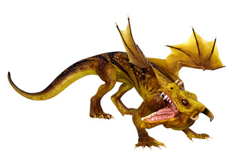 Fototapeta premium 3D Rendering Fairy Tale Dragon on White