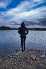 Fototapeta na wymiar woman in lake.