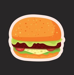 appetizing sandwich with cheese sausage and vegetables vector illustration isolated on the background
