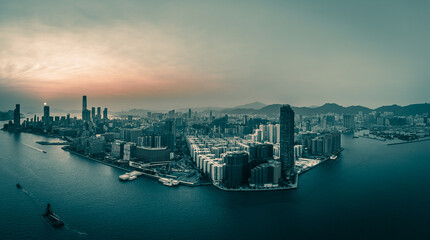 Naklejka premium Hong Kong Cityscape in panorama view