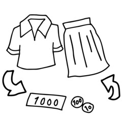 服のリサイクル＆購入 イメージイメージイラスト（線画）