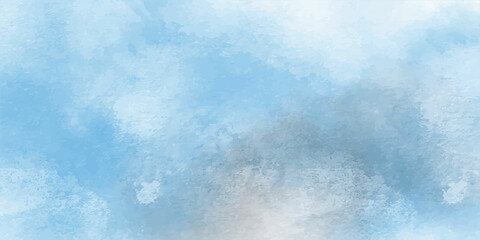 Blue sky with beautiful natural white clouds . Beautiful light blue and white watercolor splatter for blue sky background, cute decoration and making cool banner on the page, 