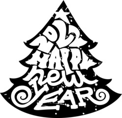 Happy New Year 2022. Holiday grunge lettering poster template. Vector illustration.