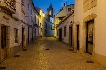 street at  night in Lagos, Algarve, Portugal