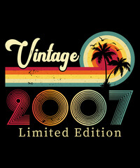 Vintage 2007 Birthday T-shirt Design	
