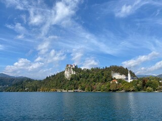 Fototapeta na wymiar Bled lake in Slovenia landscape