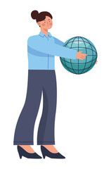 woman lifting sphere browser