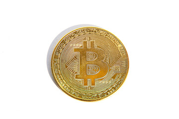 Bitcoin. Golden bitcoin isolated on white background