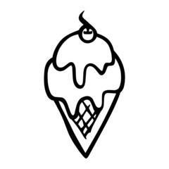 ice cream cone of dessert hand drawn illustration