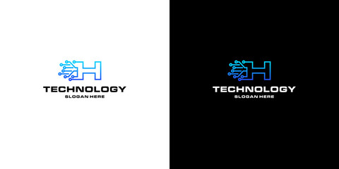 Letter h technology NFTs logo design