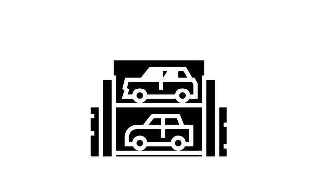 lift multilevel equipment parking animated glyph icon. lift multilevel equipment parking sign. isolated on white background
