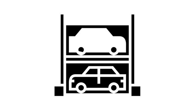 multilevel automobile parking animated glyph icon. multilevel automobile parking sign. isolated on white background