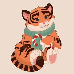Symbol New Year 2022, illustration with tiger