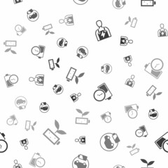 Fototapeta premium Set Car mechanic, Electric car, Battery charge and Eco nature leaf battery on seamless pattern. Vector