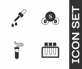 Set Test tube, Pipette, and Sulfur dioxide SO2 icon. Vector