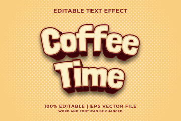 Editable text effect - Coffee Time 3d template style premium vector