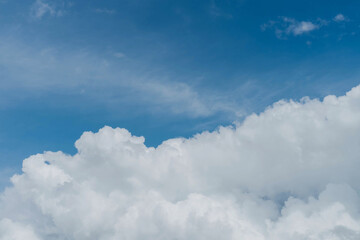 Blue sky and white clouds. Bfluffy cloud in the blue sky background.