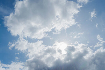 Blue sky and white clouds. Bfluffy cloud in the blue sky background.
