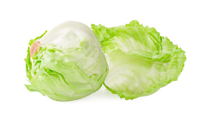 Green Iceberg lettuce on White Background