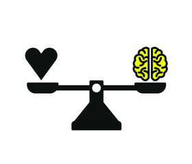 Intelligence, emotional balance concept. heart and brain. Love balance, mind, logic concept simple flat concept illustration. editable vector.