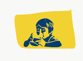 Vector illustration of child drinking glass of beverage
