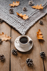 food, coffee and cookies, autumn and leaves