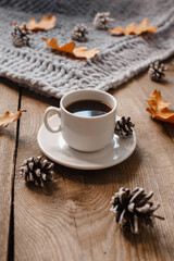 food, coffee and cookies, autumn and leaves