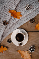 food, coffee and cookies, autumn and leaves