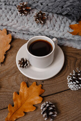 Naklejka na ściany i meble food, coffee and cookies, autumn and leaves