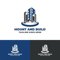 Mountains and Buildings logo design real estate vector logo template Logo