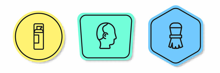 Set line Shaving gel foam, Baldness and brush. Colored shapes. Vector