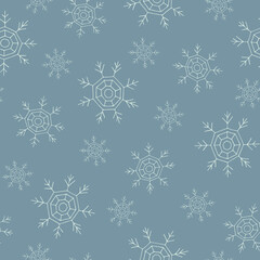 Snowflakes seamless pattern Hand-drawn winter doodle illustration.Christmas pattern.