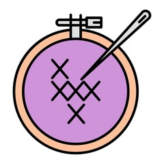 Vector Cross Stitch Filled Outline Icon Design