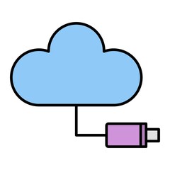 Vector Cloud Cable Filled Outline Icon Design